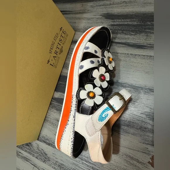 L'Artiste by Spring Step Women’s Goodie Ankle Strap Sandal With Floral Appliqué - Picture 8 of 16